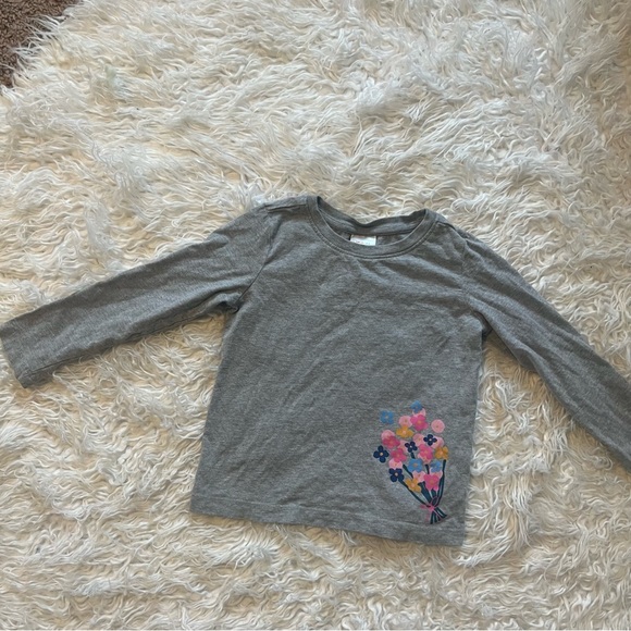 GUC Hanna Andersson Gray Floral Long Sleeve T-Shirt Sz 4 - Picture 5 of 5